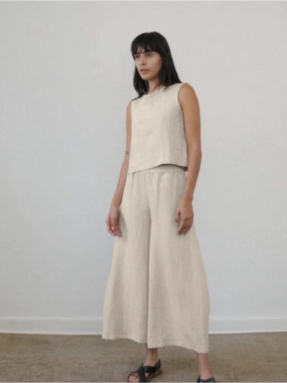 Eileen fisher Women's Wide-Leg Linen Jumpsuit in Natural organic linen